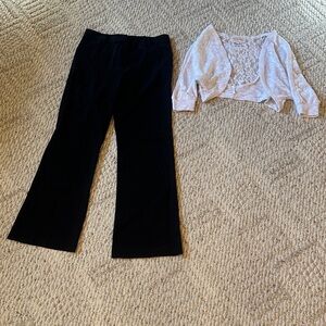 Girls black dress pants with lightweight lace sweater